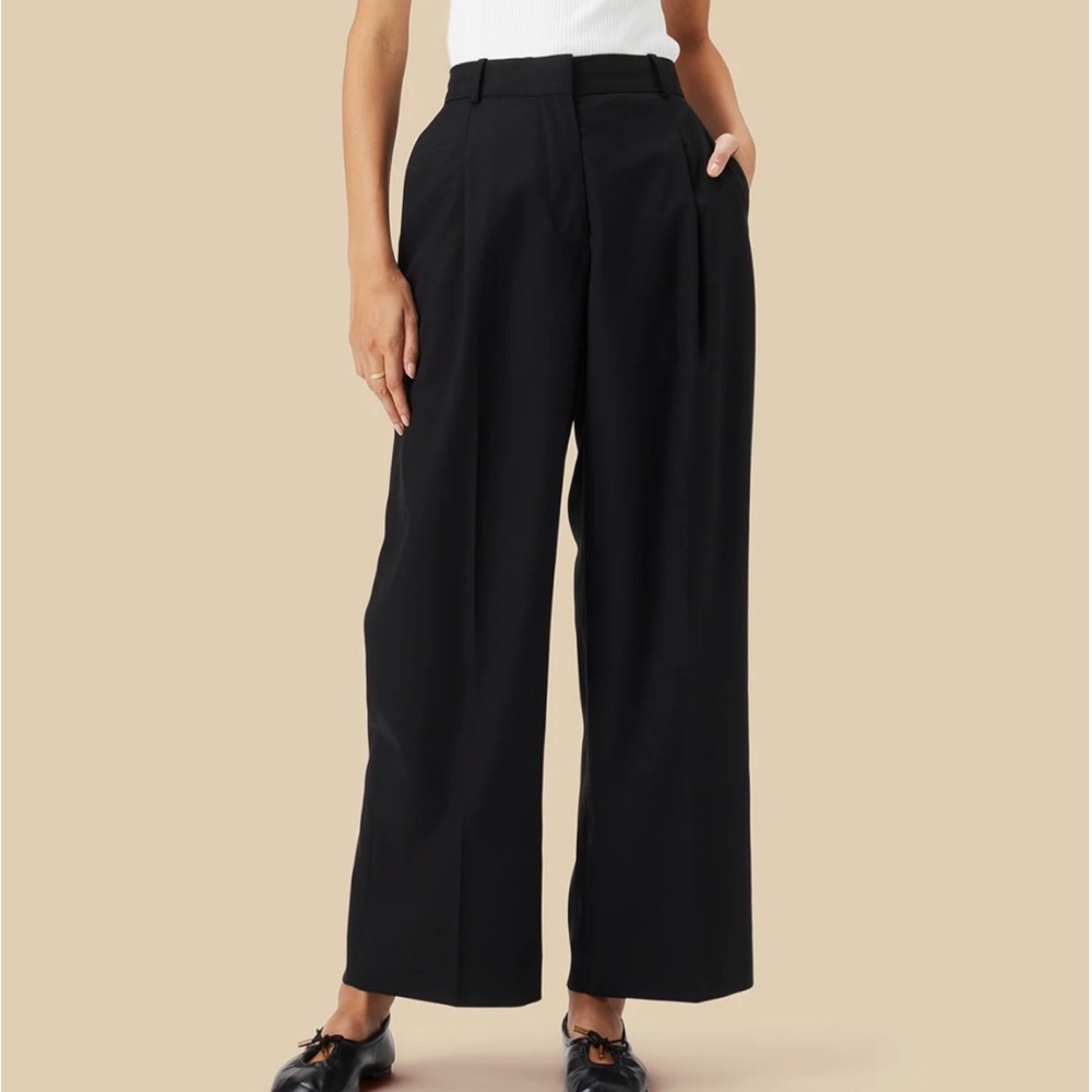 NWT Amour Vert Pleated Wide Leg Trouser - Black, Size 8